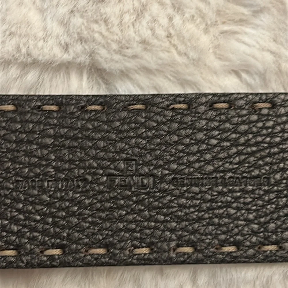 Fendi Dark Brown Leather Belt with Silver Round Buckle